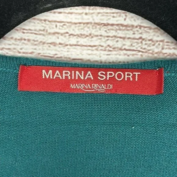 Marina Rinaldi Sport Sweater Tunic Deep Sea Green A-line Cowl Neck M US 12-14 - Picture 8 of 12